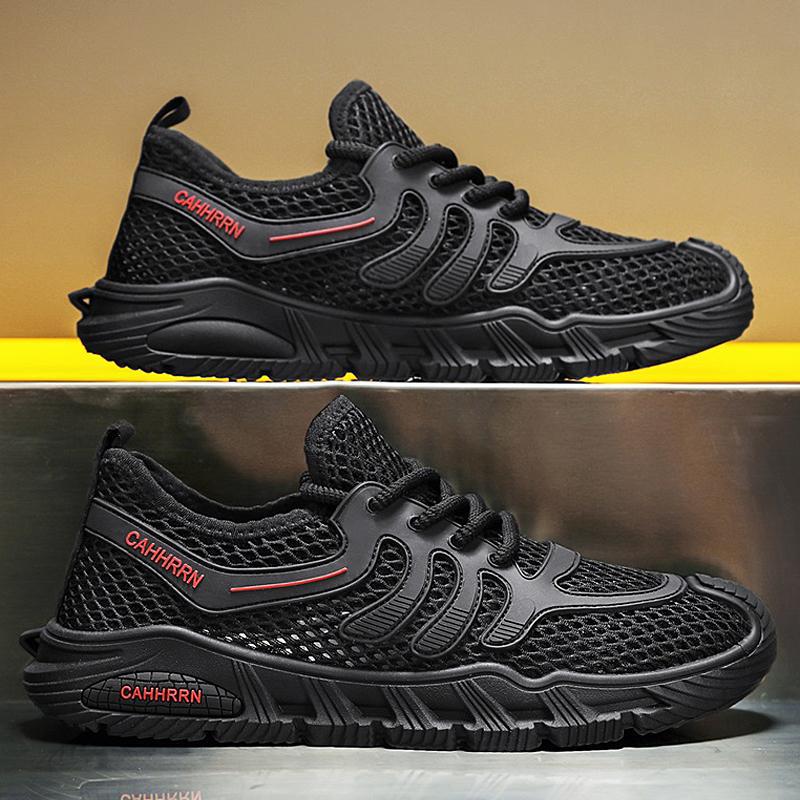 2025 verano nuevo estilo red grande zapatos deportivos huecos zapatos casuales para hombres zapatos de vadeo de río de todo fósforo zapatos de malla al aire libre