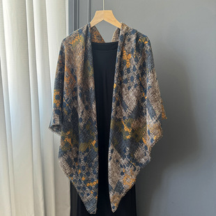 Elegant Large Square Women's 130x 130cm Bohemian Style Elegant Joker Scarf Scarf Vacation Shawl Outer Wing