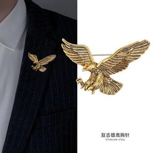 Cross-border European and American Eagle Brooch High-end High-end High-end Retro Badge Animal Corsage Clothing Accessories Batch of Goods for Men