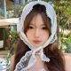 French pastoral style headscarf white lace triangle scarf headscarf hair band French closed toe fashion photography Internet celebrity flower