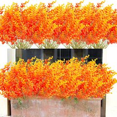 緑植人工秋ユーカリ葉植物7フォークユーカリ家庭庭園の祝日装飾花
