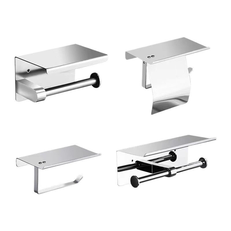 304 acero inoxidable roll rack toallas de baño hotel caja de toallas de baño porta teléfonos móviles de baño porta toallas de baño sin perforación