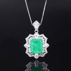 銅底鍍金歐美復古仿真祖母綠吊墜戒指鑲鑽印花套裝批發主石12*14