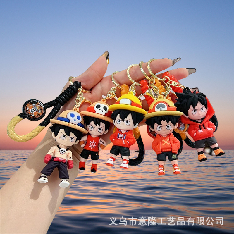 新アニメーション漫画ワンピース立体レザーロープシリーズキーホルダーペンダント PVC ソフト接着剤カーバッグペンダント|undefined