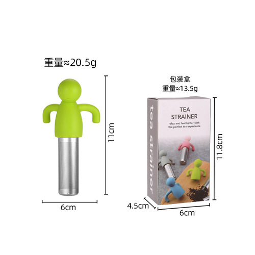304 stainless steel silicone tea strainer creative character model tea brewing tool tea leaf filter office tea brewing gadget