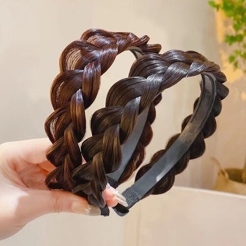 Hand-woven fishbone braid wig headband for lazy people high skull braid hairpin female toothed anti-slip hair headband
