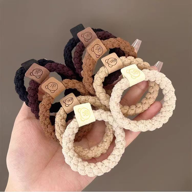 Cute patch bear hair ring 2 yuan shop Korean version of bold ball head girls tie head rubber band hair accessories wholesale