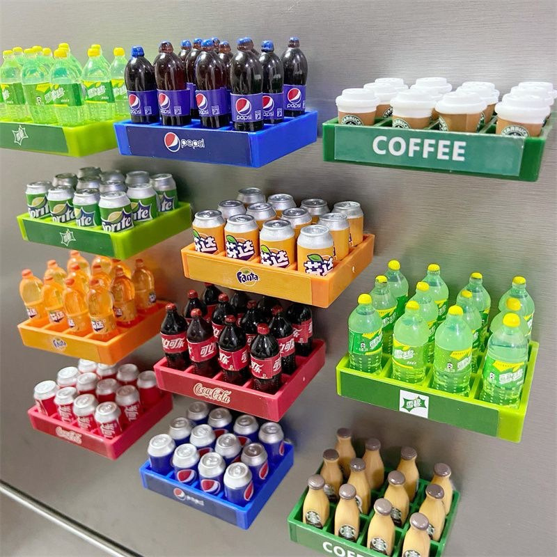 Creative three-dimensional simulation soda a coke Sprite Fanta refrigerator home decoration entrance door DIY magnet