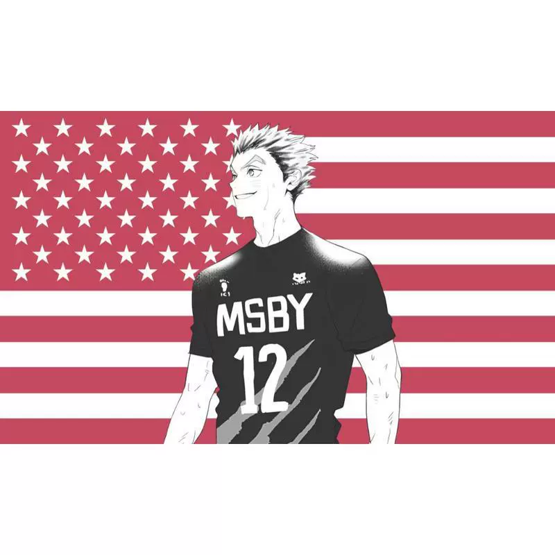 Настенный гобелен Haikyuu Bokuto, дизайн с флагом США, с люверсами, 60×90 / 90×150 см