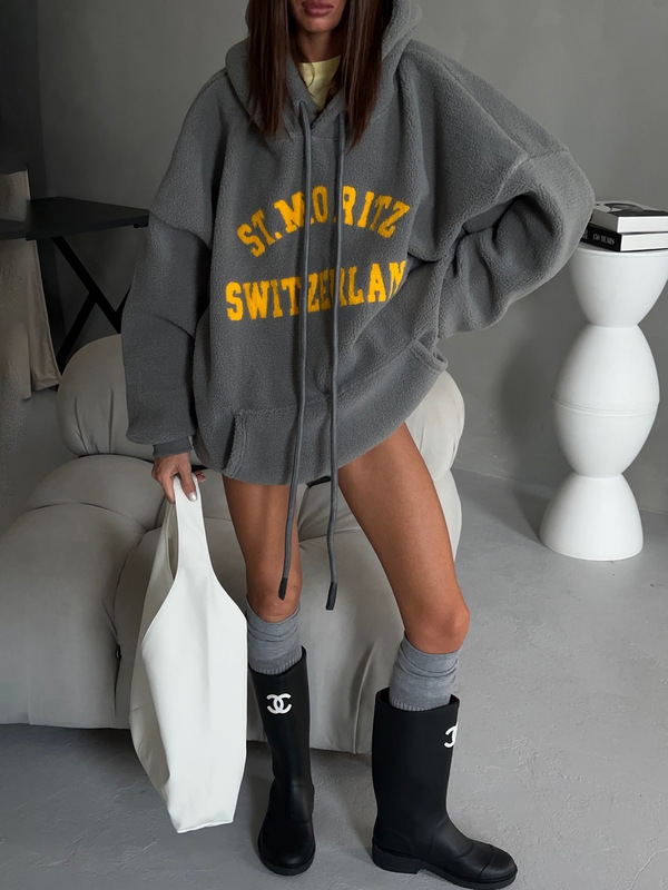 欧美秋冬oversize摇粒绒字母套头卫衣百搭连帽上衣潮流街头风女装|undefined