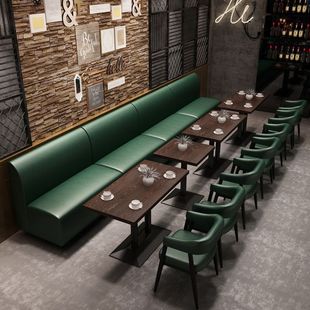 Net Red Milk Tea Shop Card Seat Table and Chair Combination Cafe Western Restaurant Qing Bar Hot Pot Shop Wall Sofa Table and Chair