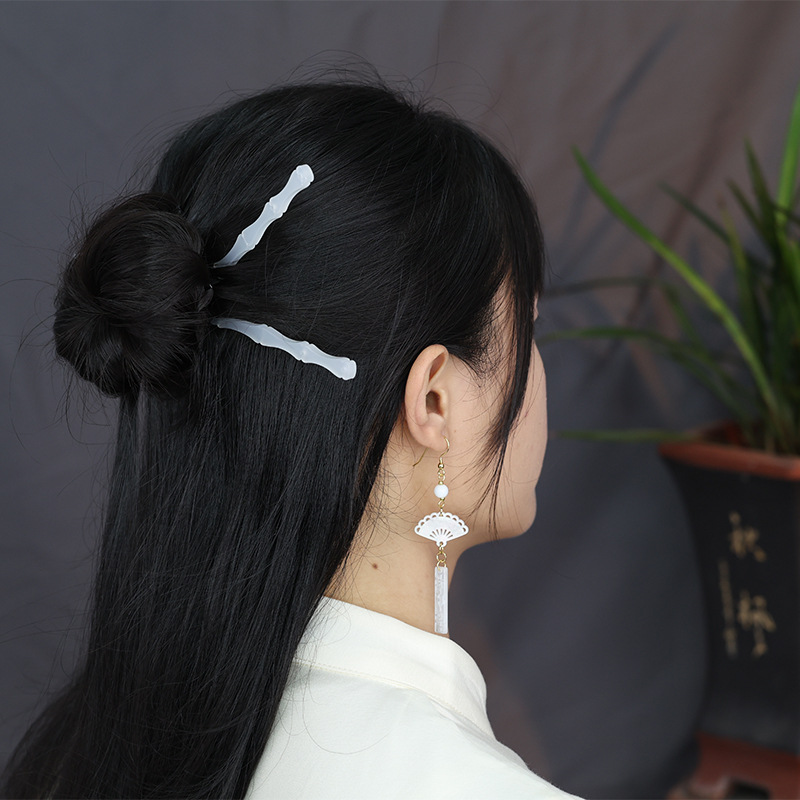 古风仿玉发簪 醋酸簪子简约现代素雅发钗旗袍日常盘发汉服发饰女