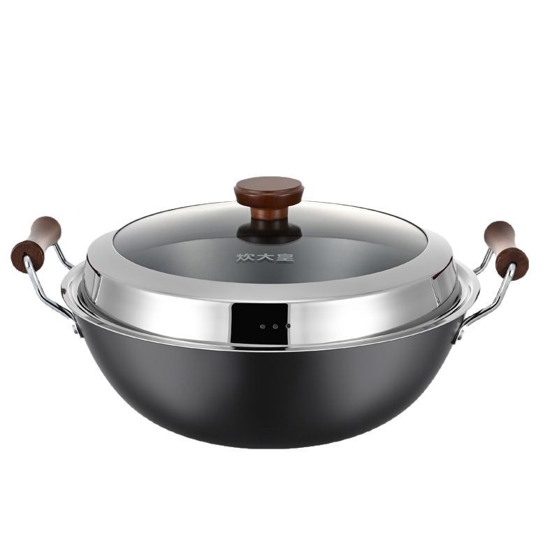 Cocinar la olla de hierro de estilo antiguo de doble oreja de cocina electromagnética doméstica de gas sin recubrimiento antiadherente de cocina de hierro de cocina de cocina de cocina