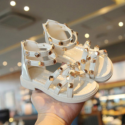 girl Rome Sandals 2021 summer new pattern children's shoes Girl rivet High shoes CUHK student