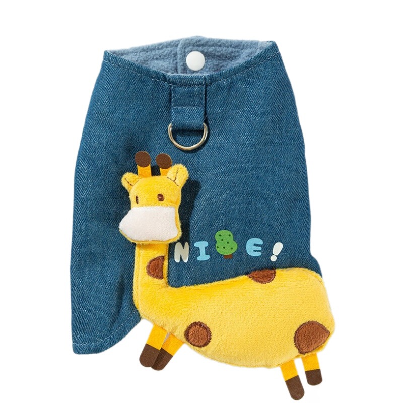 【10% off先行販売】ペット犬服秋冬新作立体鹿かわいいデニム牽引ベスト猫服|undefined