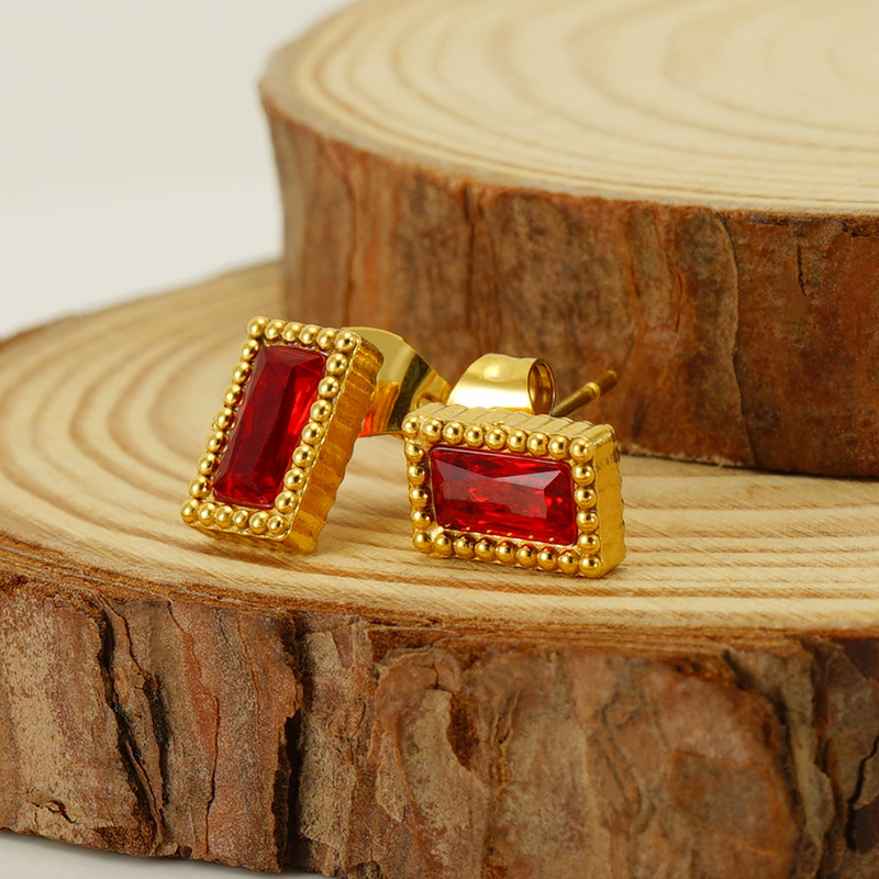 Moda europea y americana geométrica Luz de lujo de acero de titanio pendientes de acero hebilla de oreja al por mayor