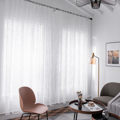 Cross-border exclusive floating window white lace curtain net modern minimalist window curtains living room bedroom curtains finished product
