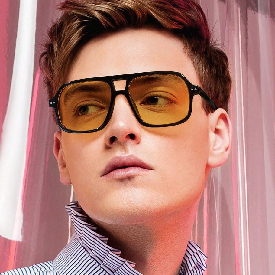 Europa y América transfronteriza nuevas gafas de moda retro doble haz gafas de sol a prueba de sol personalidad marco grande Internet celebridad gafas de sol 98090