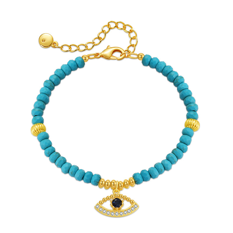 Retro Eye Turquoise Plating Rhinestones Bracelets 1 Piece