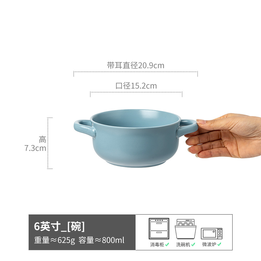 Tazones de orejas creativos de alto valor, una gran colección de vajillas prácticas, tazones de cerámica, tazones de sopa para el hogar que no están calientes, tazones de fideos retro