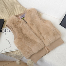毛毛坎肩真兔毛马甲皮毛一体儿童男女孩加厚皮草背心马夹真皮成人