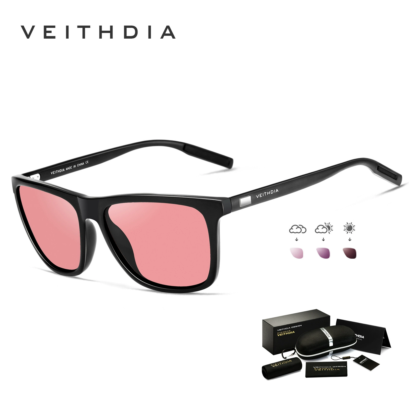 Sunglasses (VEITHDIA) Square Frame, Unisex, UV Protection, Multiple Frame & Lens Options
