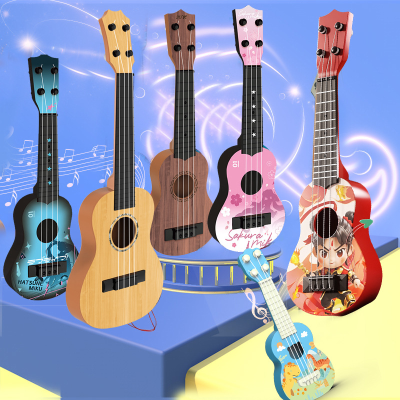 Niños ukulele espacio nacional moda pequeña guitarra puede jugar iluminación educación temprana juguete música principiante guitarra