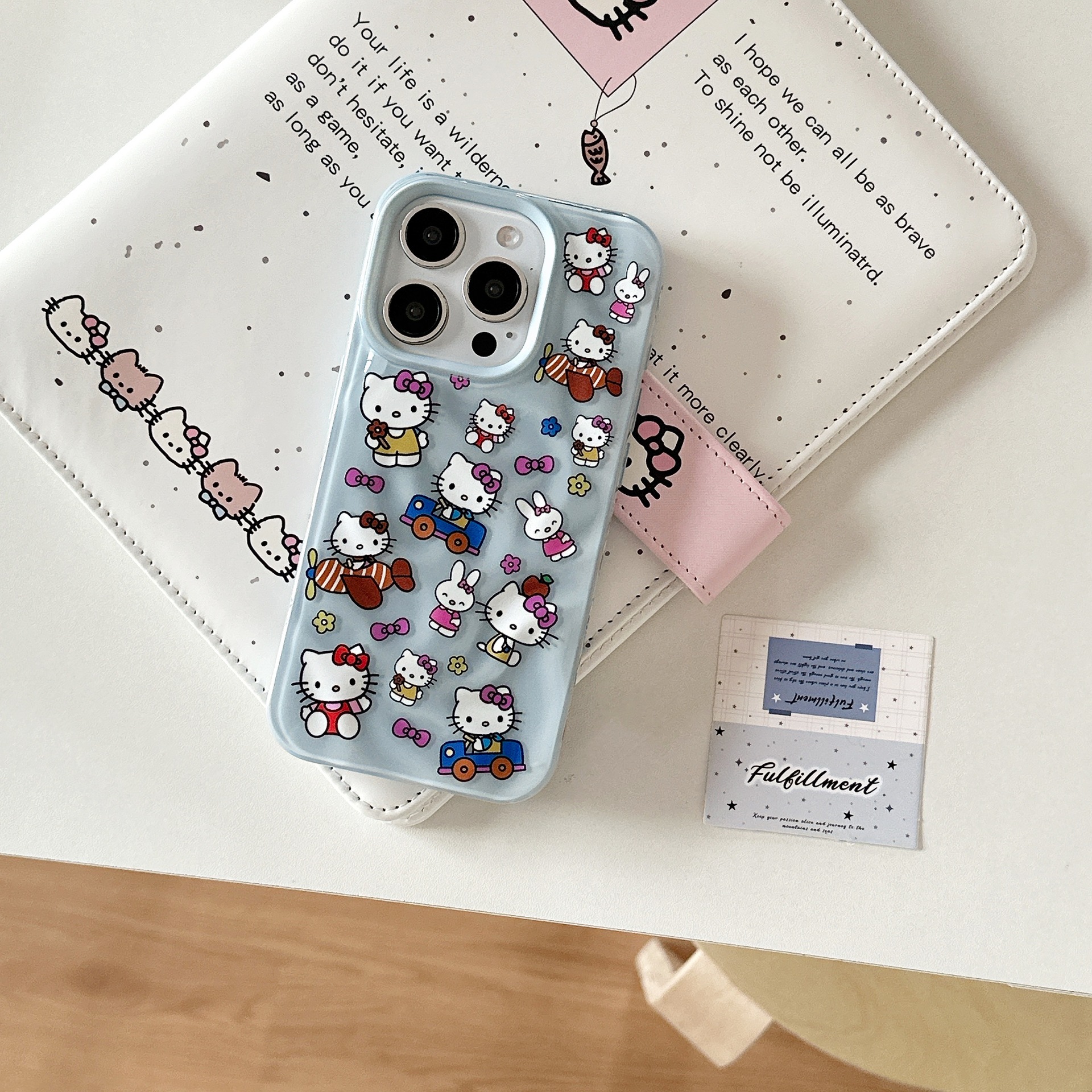 Dibujos animados lindo gato KT ilustración para iPhone16 funda para teléfono móvil 15ProMax chica 14/13 pareja 16PM