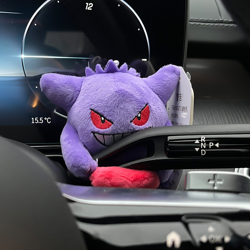 Decoración de automóviles Pokémon Geng Ghost Auto Safety Steering Light Brake Decoration Cartoon Doll New Car Regalo