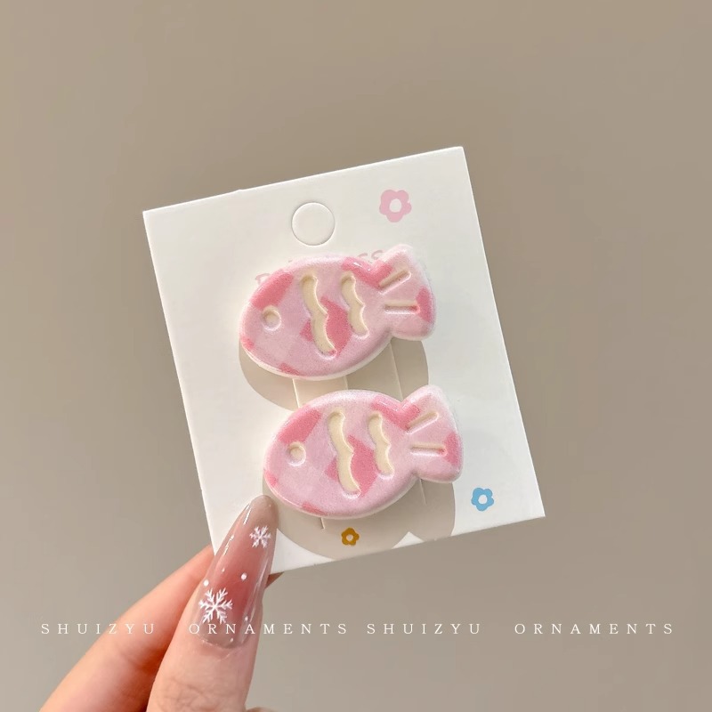 Pequeño pez de color clip para el cabello de la mujer adorable clip para el cabello de pestaña lateral dulce multifacé frente rotura clip para el cabello de boca de pato