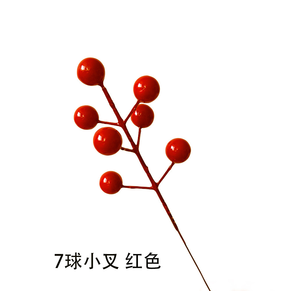 Baya de simulación de Navidad dorada, espolvorear agujas de cedro, decoración de flores de Año Nuevo, fruta roja, fortuna, accesorios de barril de frutas al por mayor