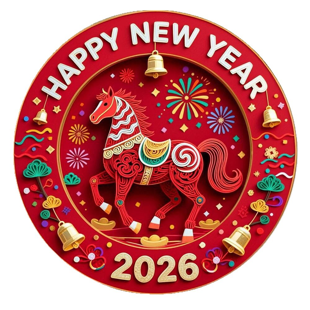 Colgante diseño gráfico 2D feliz año nuevo caballo redondo acrílico refrigerador imán hogar cocina decoración regalo creativo