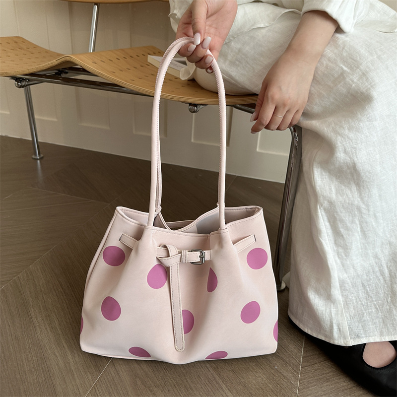 Spring and Summer Sweet Polka Dot Large Bag, Versatile and High-End Tote Bag for Women, Simple Shoulder Bag, Underarm Bag, Student Party Bag for Girls Spring and Summer Sweet Polka Dot Large Bag, Versatile and High-End Tote Bag for Women, Simple Shoulder Bag, Underarm Bag, Student Party Bag for Girls