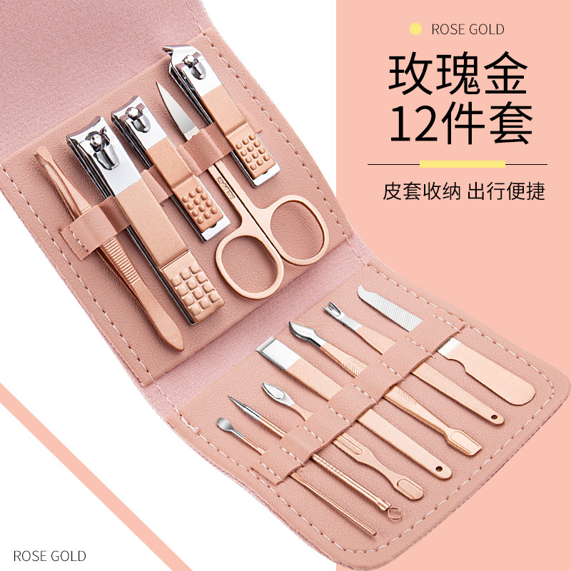 Matcha verde 16 unidades cortaúñas traje de acero inoxidable cortaúñas traje conjunto completo cortaúñas herramientas de uñas