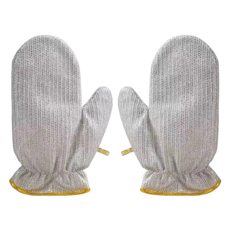 Steel Wire Dishwashing Gloves, Anti-Scalding, Heat-Insulating, Kitchen Cleaning, Dishwashing and Pot Scrubbing, Silver Wire, Wear-Resistant, Non-Harming to Hands, Cleaning Cloth