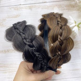 Foreign-style non-slip wide-brimmed sandwich art twist fish braid wig hairband New hairpin with teeth non-slip Daily