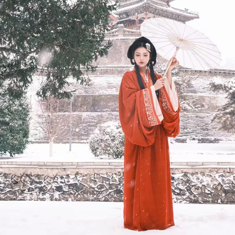 战国袍汉服女成人古装春夏款古风魏晋南北朝直裾套装女款高个子|undefined
