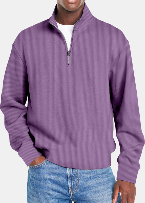 亚马逊 新款秋季长袖拉链男士休闲上衣运动服时尚休闲修身polo|undefined