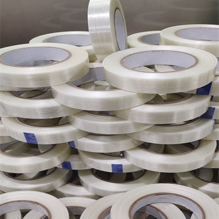 单面条纹玻璃纤维胶带透明高粘锂电池固定捆绑不残胶玻纤胶带