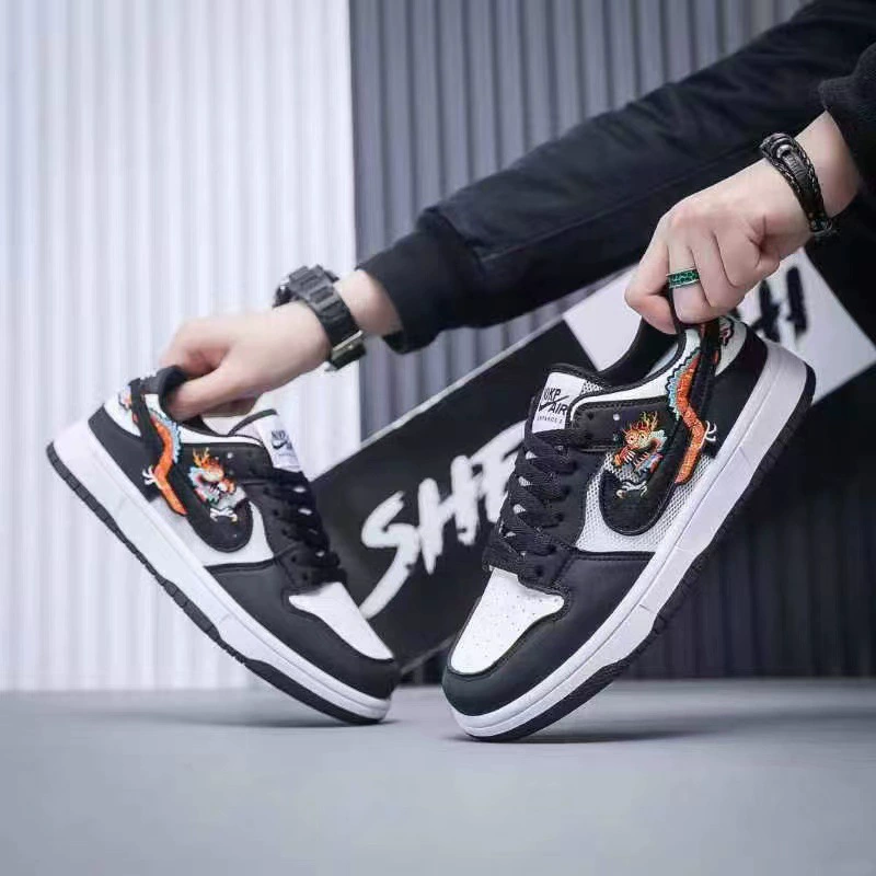Мужская обувь 2025, новогодняя коллекция в честь Года Дракона, мужские низкие кроссовки AJ, черно-белые повседневные туфли для пар в стиле панды, универсальная модная обувь