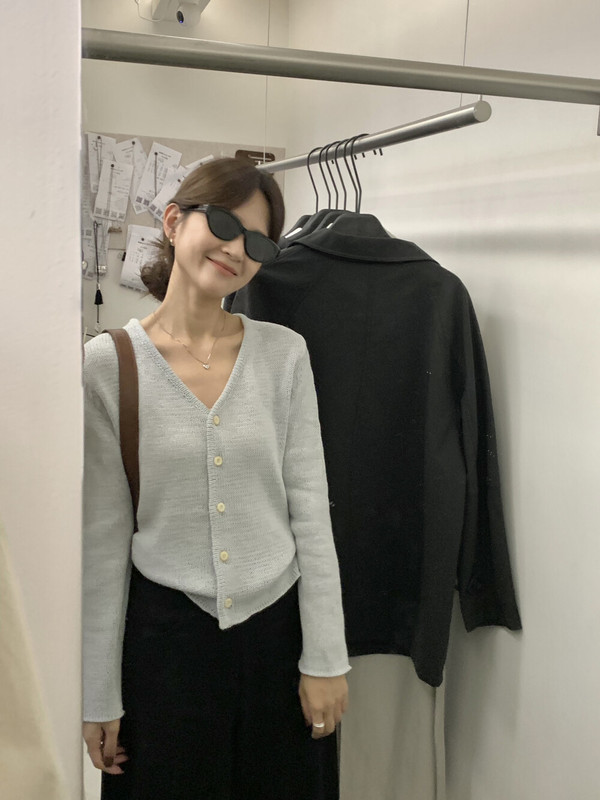 【MISS密思家正品店】休闲日常简约风V领纯色针织开衫女装A06697|undefined