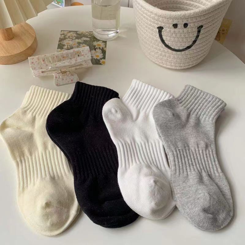 Solid Color Socks Women's Summer Short Waist Socks Cotton Japanese Style Simple All-match Low Waist Sports Socks ins Trendy Student Socks