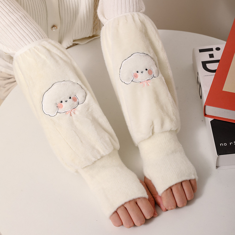 秋冬の新型手袋カバー袖カバー暖かい手二合一の長いタイプの保温防汚成人児童児童保護袖|undefined