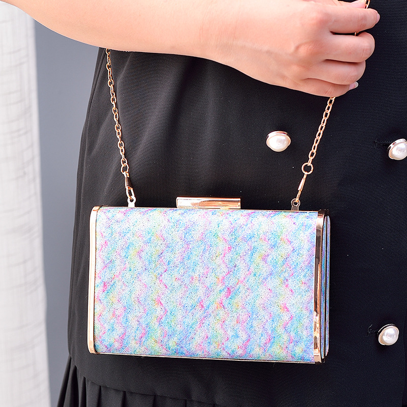 Cruz-frontera Arco Iris bolsa de noche de la mujer creativa bolsa de banquete hueco colorido pequeño bolso cuadrado transfronterizo de comercio electrónico Venta caliente Bolso de las mujeres