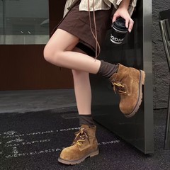 头层牛皮马丁靴女2025秋冬季新款女款高帮复古真皮女鞋百搭靴子女