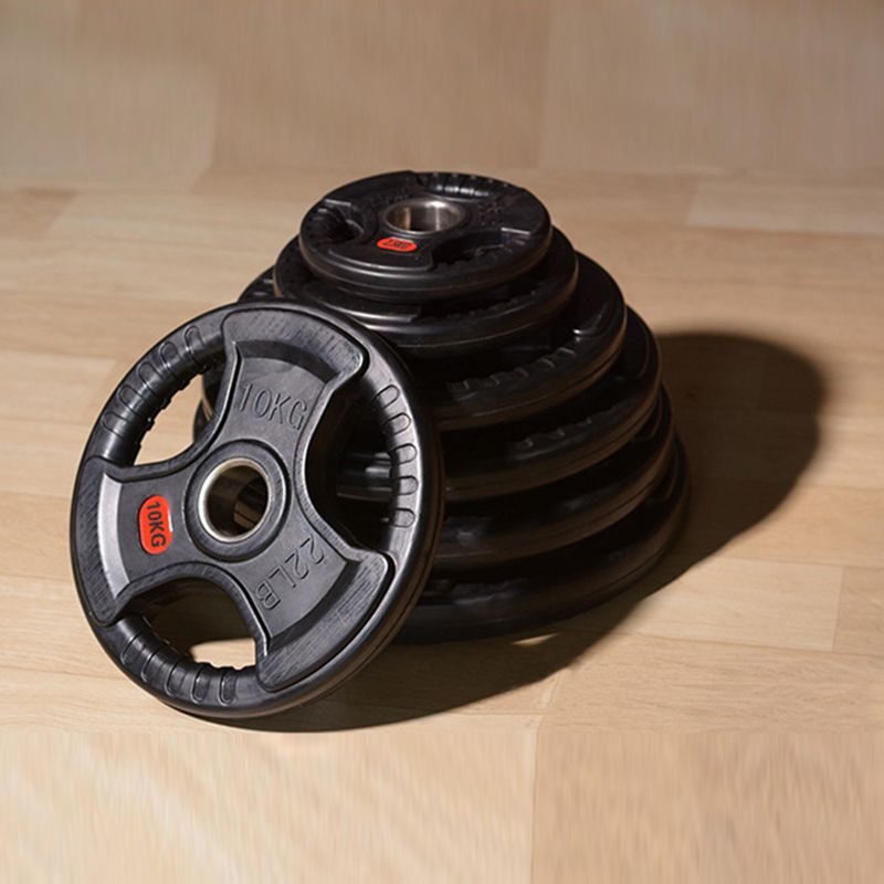 Barbell Sheet Rubber-Coated Paint Gym Three-Hole Hand-Grabbed Large-Hole Barbell Sheet Austrian Dumbbell Weightlifting Sheet Home Dumbbell