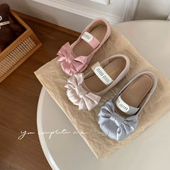 2024 New Girl's Ballet Slipper with Bow, Princess Style, Fashion Korean Style Baby and Middle-Size Children, Soft Sole Flat Shoes