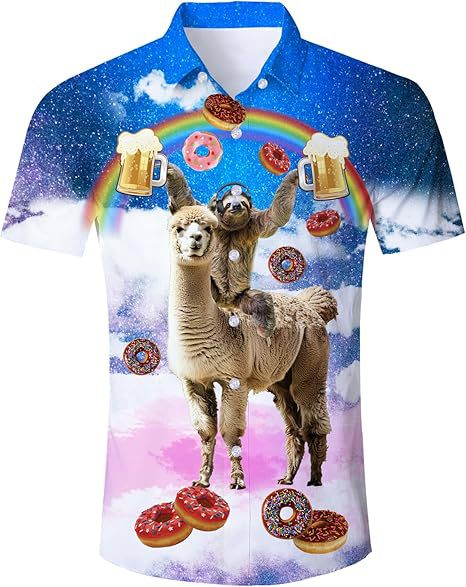 Venta caliente transfronteriza europea y americana, linda mascota gato estampado 3D, camisa hawaiana de manga corta con botones sueltos en la calle principal para hombres