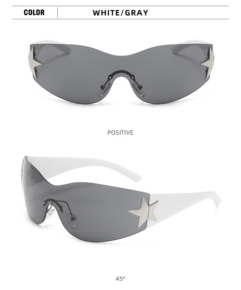 Retro Y2k Frameless Sunglasses Five Pointed Star Design Men_voghion.com