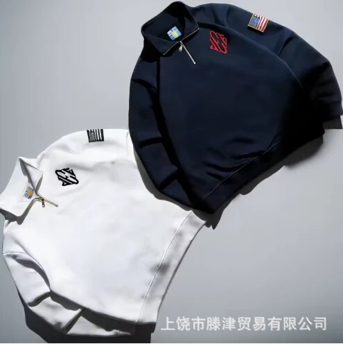 Cross-Border Long-Sleeve Sports Jacket for Men and Women, Trendy and Stylish, Spring and Autumn Men's Outerwear, Hong Kong Style Sweatshirt, Large Size Half-Zip Top Cross-Border Long-Sleeve Sports Jacket for Men and Women, Trendy and Stylish, Spring and Autumn Men's Outerwear, Hong Kong Style Sweatshirt, Large Size Half-Zip Top